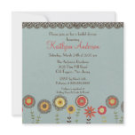 Square Brown Floral Bridal Shower Invitation