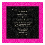 Square Hot Pink Damask Monogram Wedding Invitation