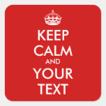 Square Keep Calm stickers | Customizable template