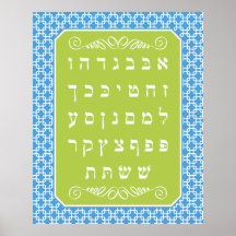 Square Pattern Alef Bet Poster - Boys