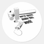 Square peg round hole round sticker
