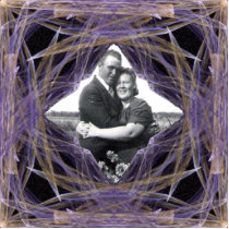 Square Purple and Gold Ribbon Fractal Art Frame