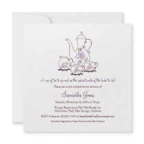 Square Tea Set Bridal Shower Invitations