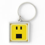 squared smiley shocked keychain