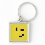 squared smiley wink key chains