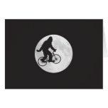 Squatch on a Bike In Sky With Moon T-shirt Card