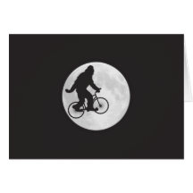 Squatch on a Bike In Sky With Moon T-shirt Card
