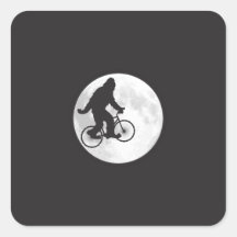 Squatch on a Bike In Sky With Moon T-shirt Sticker