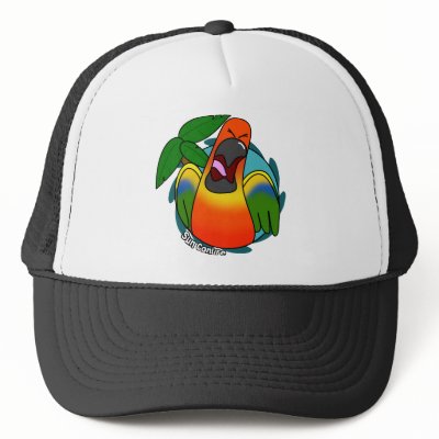 Squawking Sun Conure Trucker Hats by MenagerieMayhem