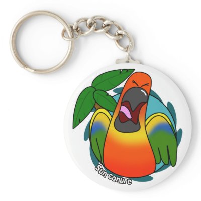 Squawking Sun Conure Keychain by MenagerieMayhem