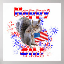 Squirrel 4th of July Poster