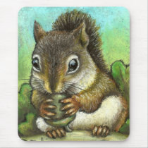 Squirrel and acorn mouse mats