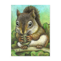 Squirrel and acorn post card