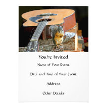 Squirrel and Guitar Custom Invitations