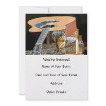 Squirrel and Guitar Custom Invitations