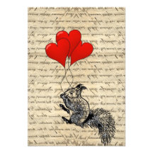 Squirrel and heart balloons custom announcement