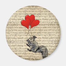 Squirrel and heart balloons magnets