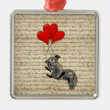 Squirrel and heart balloons ornaments