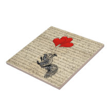 Squirrel and heart balloons tiles