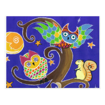 squirrel and owls post cards