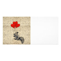 squirrel and red balloons personalised photo card