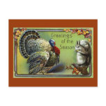 Squirrel and Turkey Vintage Thanksgiving Postcard