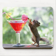 Squirrel Drinking Cocktail Mousemats
