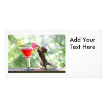 Squirrel Drinking Cocktail Photo Card Template