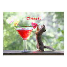 Squirrel Drinking Customisable Party Personalized Invites