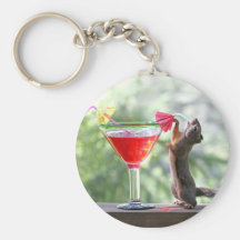 Squirrel Drinking Tropical Drink Keychains