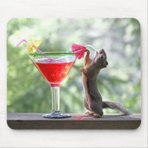 Squirrel Drinking Tropical Drink Mousepad