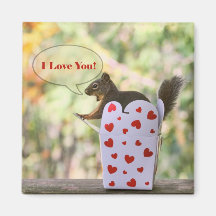 Squirrel "I Love You" Valentine Magnet