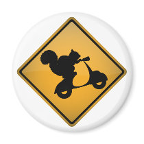 Squirrel on Scooter Fridge Magnet