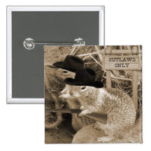 Squirrel Outlaws In The Old West Buttons