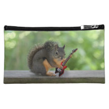 Squirrel Playing Electric Guitar Makeup Bag