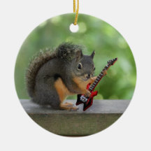 Squirrel Playing Electric Guitar Ornament