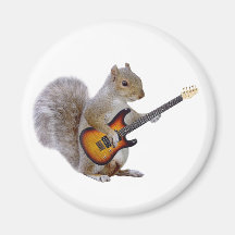 Squirrel Playing Guitar Fridge Magnet