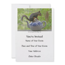 Squirrel Sitting on a Teapot Custom Invites