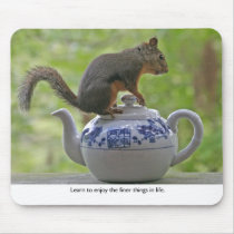Squirrel Sitting on a Teapot Mousepads