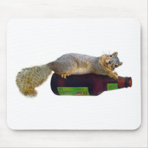 Squirrel with Empty Beer Bottle Mousepad