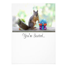 Squirrel with Wrapped Presents Announcement