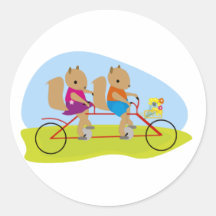 Squirrels on a Tandem Bike Round Sticker