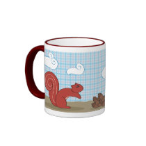 Squirrels with acorns mugs