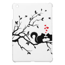 Squrrels with red hearts on tree branch cover for the iPad mini