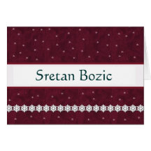 Sretan Bozic Snowflakes MAROON Background Greeting Cards