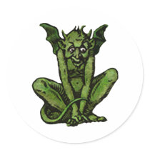 ssy Little Green Goblin Man Round Stickers
