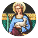 St Agnes of Rome, holding lamb and palm leaf stickers