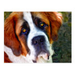 St Bernard Dog Painting Post Card