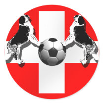 St Bernard Swiss Soccer flag of Switzerland gifts Round Stickers