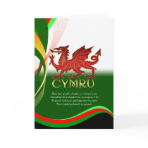 St. David's Day Card - Welsh Dragon And National A